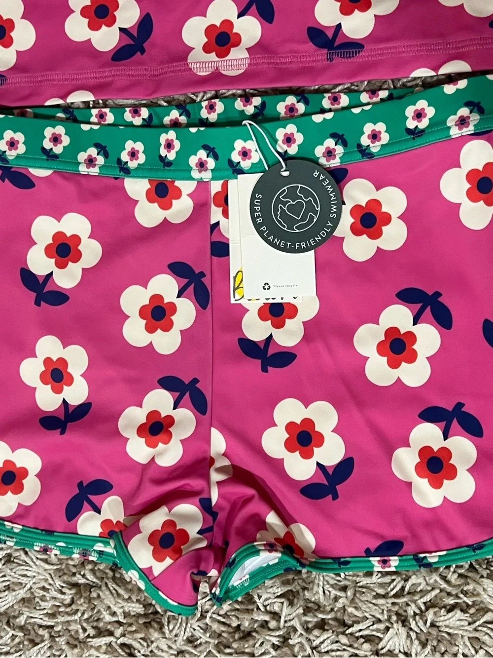 NWT❤️Mini Boden Girls Rash Guard Swimsuit Set sz13/14Y